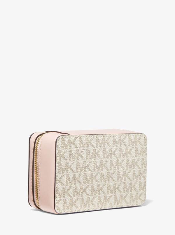 Damske Cestovné Tašky Michael Kors Small Logo Stripe Jewelry Case Ruzove - Kabelky Michael Kors Nejlevnejsi | VGLKX-8195